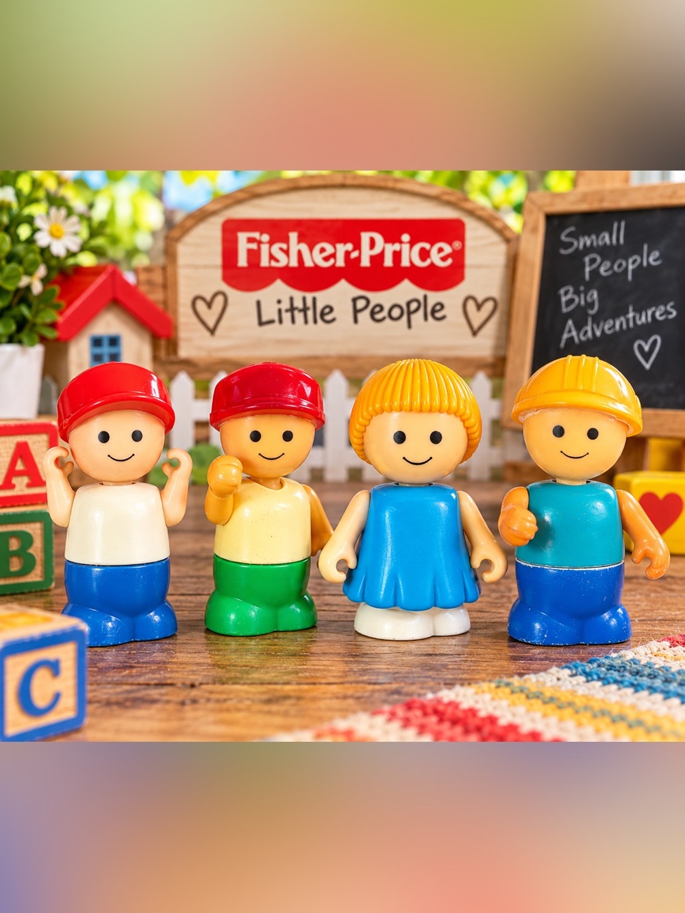 Vintage Fisher Price Little People Lot of 4 Movable Arm Figures 1980s
